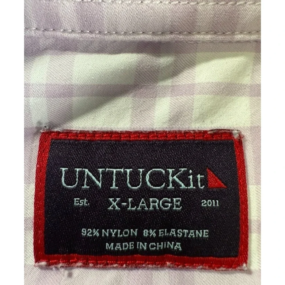 Untuckit Shirt Men XL Purple Plaid Button Up‎ Long Sleeve Pocket Lightweight - Picture 13 of 16